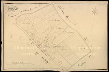 1 vue  - Chapelle-vendômoise (La) : plans du cadastre napoléonien. Section H1 dite du bourg (ouvre la visionneuse)