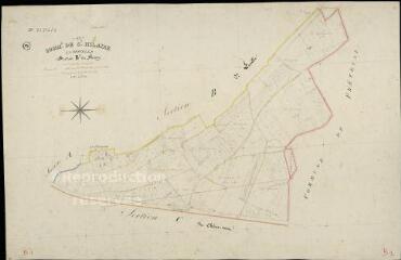 1 vue  - Saint-Hilaire-la-Gravelle : plans du cadastre napoléonien. Section B1 dite du bourg (ouvre la visionneuse)