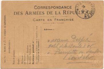 2 vues  - Lettre d\'un soldat, D. Denys(?), annonçant une blessure peu sérieuse d\'Albert Després, datée du 15 mai 1915 (ouvre la visionneuse)