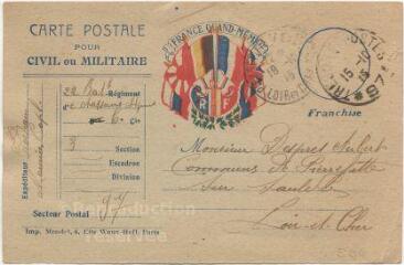 2 vues  - Lettre de son cousin Maurice Hodeau datée du 14 octobe 1915 (ouvre la visionneuse)