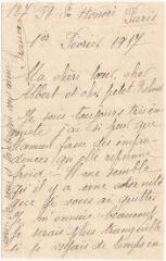 3 vues  - Lettre de sa soeur Constance Maria Aubert épouse Lecas datée du 1 février 1917 (ouvre la visionneuse)