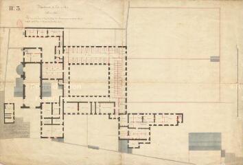 1 vue  - Blois : projet de transfèrement du collège dans l\'ancien couvent des Saintes-Maries (cinq feuilles-plans), en 1825. (ouvre la visionneuse)