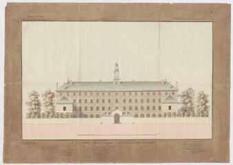 1 vue  - Blois : projet du Grand Séminaire pour le diocèse de Blois; élévation de la façade côté de la cour d\'entrée, décembre 1827. Provenance : V 121. (ouvre la visionneuse)
