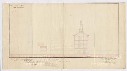 1 vue  - Blois : projet du Grand Séminaire pour le diocèse de Blois; coupe sur la ligne CD, par A. Pinault, décembre 1827. Provenance : V 121. (ouvre la visionneuse)