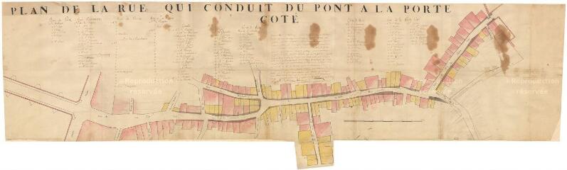 1 vue  - Blois : plan ancien de la rue qui conduit du pont à la porte coté, XVIIIe siècle. (ouvre la visionneuse)