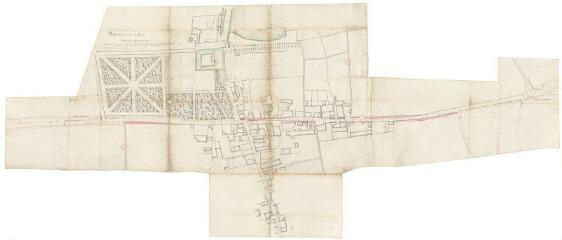 1 vue  - Plans de la R.N. 152 (route nationale) de Briare à Angers, XVIIIe siècle : traverse de Fleury. (ouvre la visionneuse)