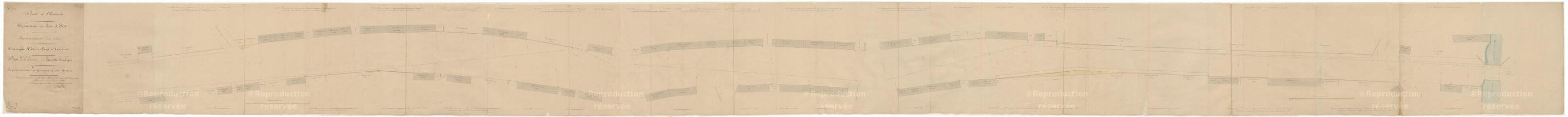 1 vue  - Lamotte-Beuvron : R.N. 20 (route nationale) ; plan de la traverse du bourg, 1845. Provenance : service des Ponts-et-Chaussées (versé le 25 juin 1929). (ouvre la visionneuse)