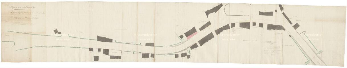 1 vue  - Nouan-le-Fuzelier : R.N. 20 (route nationale) ; plan de la traverse du bourg, XIXe siècle. Provenance : service des Ponts-et-Chaussées (versé le 25 juin 1929). (ouvre la visionneuse)