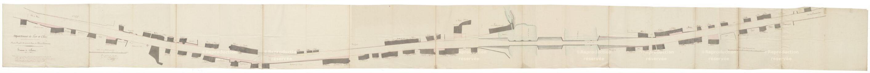 1 vue  - Cellettes : R.N. 156 (route nationale) ; plan de la traverse du bourg, 1820. (ouvre la visionneuse)