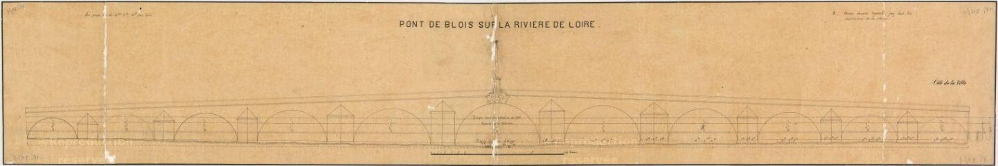 1 vue  - [Blois] : pont de Blois sur la rivière de Loire [après 1733]. Provenance : service des Ponts-et-Chaussées. (ouvre la visionneuse)