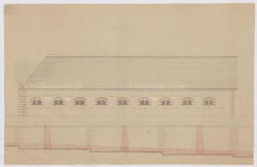 1 vue  - [Blois : dépôt d\'étalons de Blois (haras) : façade est, ca 1878]. Provenance : fonds de l\'architecte Jules de La Morandière (F 424-427) (ouvre la visionneuse)