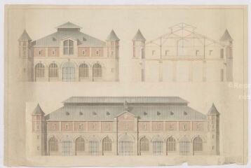 1 vue  - [Blois] : Halle de Blois : façade et coupe. Provenance : fonds de l\'architecte Jules de La Morandière (F 429) (ouvre la visionneuse)