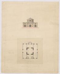 1 vue  - [Blois] : projet de halle aux blés : plan au sol et façade. Provenance : fonds de l\'architecte Jules de La Morandière (F 429) (ouvre la visionneuse)