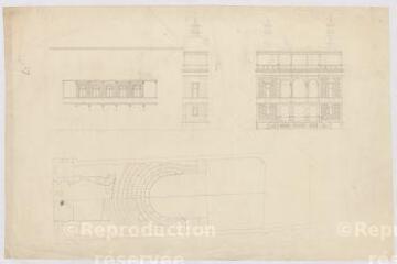 1 vue  - [Blois : plan de projets d\'aménagement et de restauration du théâtre, 1867-1869]. Provenance : fonds de l\'architecte Jules de La Morandière (F 430-431) (ouvre la visionneuse)