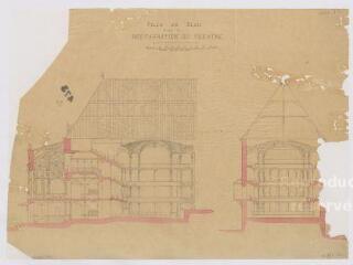 1 vue  - [Blois] : ville de Blois : projet de restauration du théâtre : [plans en coupes, 1867-1869]. Provenance : fonds de l\'architecte Jules de La Morandière (F 430-431) (ouvre la visionneuse)