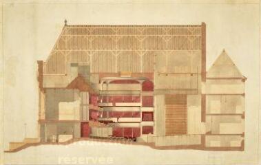 1 vue  - [Blois : projet d\'aménagement et de restauration du théâtre : coupe transversale, 1867-1869]. Provenance : fonds de l\'architecte Jules de La Morandière (F 430-431) (ouvre la visionneuse)
