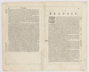1 vue  - [Beauce]: la Beausse, [notice historique et géographique du plan au recto, XVIIe], imprimée. (ouvre la visionneuse)