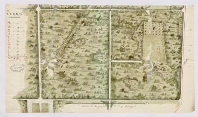 1 vue  - [Menars : plan de la coupe du grand parc, 1770], dessin plume et aquarelle. (ouvre la visionneuse)