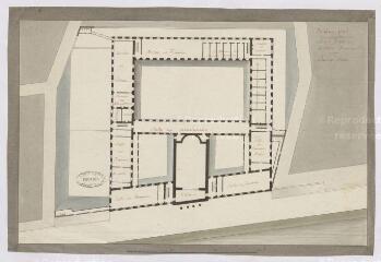 1 vue  - Blois : avant-projet de l\'hospice : premier étage, par Mandart, 1785, plume et aquarelle. Provenance : fonds de l\'architecte Jules de La Morandière (F 414). (ouvre la visionneuse)