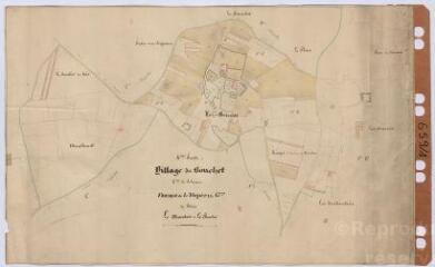 1 vue  - [Selommes] : village du Bouchet. Commune de Selommes. Fermes de l\'Hôpital Général de Blois Le Marchais et Le Bouchet. [Par Bouchet ?, ca 1849], plume et aquarelle. (ouvre la visionneuse)