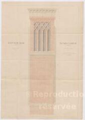 1 vue  - [Blois] : château de Blois, bâtiment Louis XII : façade sur la place, détail d\'une cheminée [par Grenouillot, 1897?], plume et aquarelle. (ouvre la visionneuse)