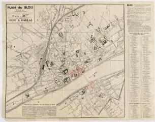 1 vue  - [Blois] : plan de Blois avec la nomenclature des rues, avenues, boulevards, places et les principales curiosités des environs de Blois, [ca 1935], carte imprimée. (ouvre la visionneuse)