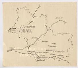 1 vue  - Département du Loir-et-Cher : carte de la répartition des églises de type angevin, s.d. Provenance : Fonds Frédéric Lesueur. (ouvre la visionneuse)