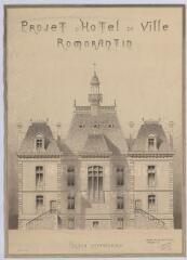 1 vue  - Romorantin-Lanthenay : croquis de la fçade postérieure du projet d\'Hôtel de Ville de la commune, 1902. Provenance : Fonds Pierre Chauvallon. (ouvre la visionneuse)