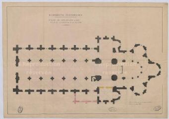 1 vue Selles-sur-Cher : plan de l'église de la commune (restauration), 1868. Provenance : Fonds de l'architecte Jules de La Morandière (F 811).