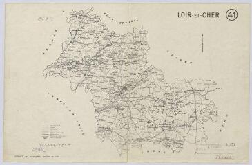 1 vue  - Loir-et-Cher : carte du département et des limites de ses communes par les services du cadastre, 1966. Echelle au 1/400 000e (ouvre la visionneuse)