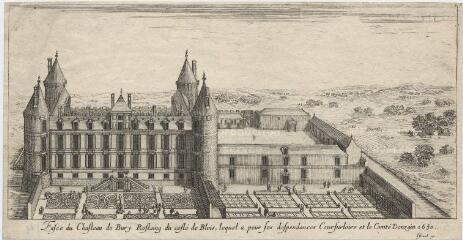 1 vue  - Molineuf : Fasce du Chasteau de Bury Rostaing du costé de Blois, lequel a pour ses despendances Cour sur Loire et le comté Donzain (ouvre la visionneuse)