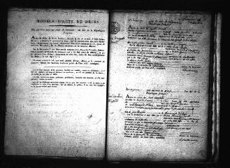 593 vues  - Registre d\'état civil. microfilm des registres des naissances, mariages, décès. (vendémiaire an X-mai 1841) (ouvre la visionneuse)