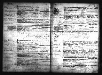 453 vues  - Registre d\'état civil. microfilm des registres des naissances. (juin 1864-1867). microfilm des registres des mariages, décès. (1843-1867) (ouvre la visionneuse)