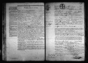 543 vues  - Registre d\'état civil. microfilm des registres des naissances, mariages, décès. (1828-1867) (ouvre la visionneuse)