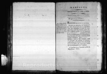 622 vues  - Registre d\'état civil. microfilm des registres des naissances (1801-1832), mariages (1801-1825), décès. (vendémiaire an IX-1822).) (ouvre la visionneuse)