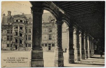1 vue  - Le château, la colonnade de Louis XII et la façade François 1er. (ouvre la visionneuse)