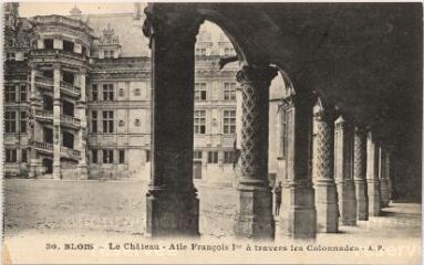 1 vue  - Le château.- Aile François 1er à travers les colonnades. (ouvre la visionneuse)
