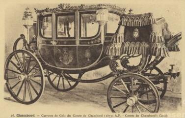 1 vue  - Carrosse de gala du Comte de Chambord (1873). A.P. (ouvre la visionneuse)