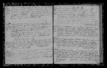 98 vues  - Registre paroissial. Baptêmes, mariages, sépultures (1711-novembre 1718) (ouvre la visionneuse)