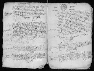 9 vues  - Registre paroissial. Baptêmes, mariages, sépultures (1677-juin 1678) (ouvre la visionneuse)