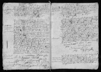 7 vues  - Registre paroissial. Baptêmes, sépultures (1685) ; baptêmes, mariages, sépultures (janvier-septembre 1686) (ouvre la visionneuse)