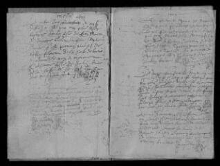 156 vues  - Registre paroissial. Baptêmes (1617-avril 1633) ; mariages (mai 1629-février 1641) ; sépultures (février 1629-1641) (ouvre la visionneuse)