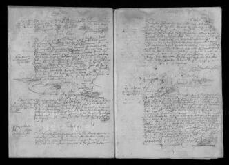 23 vues  - Registre paroissial. Baptêmes, mariages, sépultures (1668-juillet 1672) (ouvre la visionneuse)