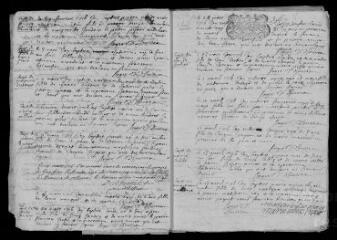 14 vues  - Registre paroissial. Baptêmes, mariages, sépultures (1716-janvier 1717) (ouvre la visionneuse)