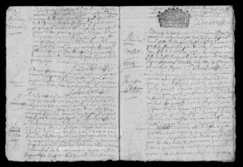 13 vues  - Registre paroissial. Baptêmes, mariages, sépultures (octobre 1714-janvier 1716) (ouvre la visionneuse)