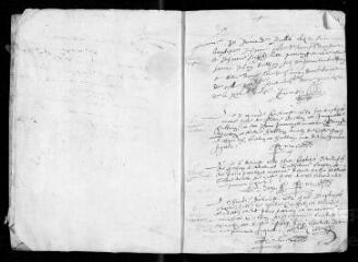 107 vues  - Registre paroissial. Baptêmes (juillet 1642-février 1650) ; mariages (novembre 1642-janvier 1650) (ouvre la visionneuse)