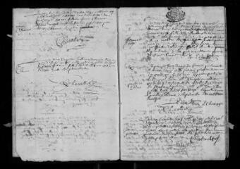 28 vues  - Registre paroissial. Baptêmes, sépultures (décembre 1682) ; baptêmes, mariages, sépultures (1683-mai 1684) (ouvre la visionneuse)