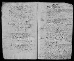 16 vues  - Registre paroissial. Baptêmes, mariages, sépultures (1695) ; baptême (janvier 1696) (ouvre la visionneuse)