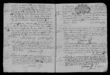 22 vues  - Registre paroissial. Baptêmes, mariages, sépultures (1708-mars 1709) (ouvre la visionneuse)