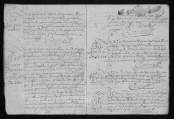 11 vues  - Registre paroissial. Baptêmes, mariages, sépultures (novembre 1694-juillet 1696) (ouvre la visionneuse)